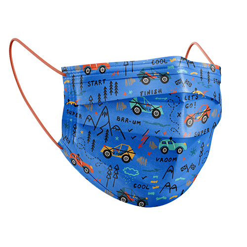 Medizer Blue Car Pattern Kids Mask