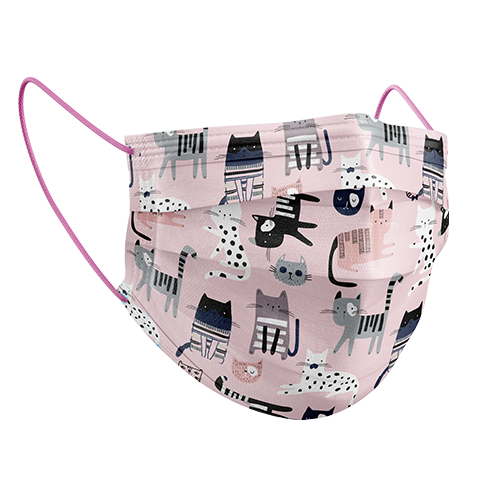 Medizer Pink Cute Cats Pattern Kids Mask