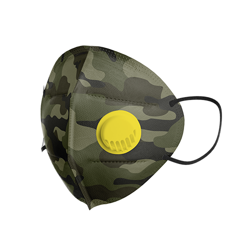 Green Camouflage Patterned Ventilated N95 Mask